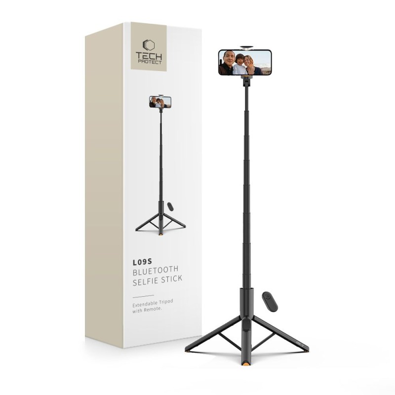 TECH-PROTECT L09S Bluetooth selfie stick със статив, черен - TECH-PROTECT L09S Bluetooth selfie stick със статив, черен - 5906302330867