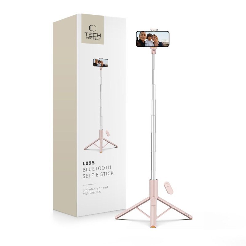 TECH-PROTECT L09S Bluetooth selfie stick със статив Pink - TECH-PROTECT L09S Bluetooth selfie stick със статив Pink - 5906302330898