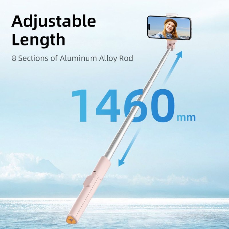 TECH-PROTECT L09S Bluetooth selfie stick със статив Pink - TECH-PROTECT L09S Bluetooth selfie stick със статив Pink - 5906302330898
