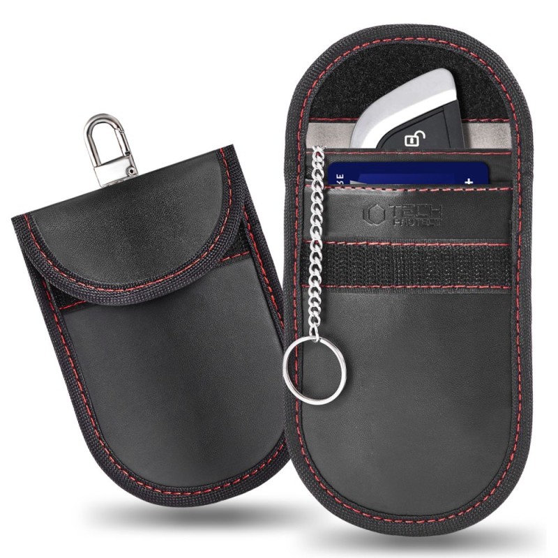 KLATKA FARADAYA Tech-Protect KLR100 POUCH за блокиране на RFID сигнали за ключове, BLACK/RED - KLATKA FARADAYA Tech-Protect KLR100 POUCH за блокиране на RFID сигнали за ключове, BLACK/RED - 5906302330959