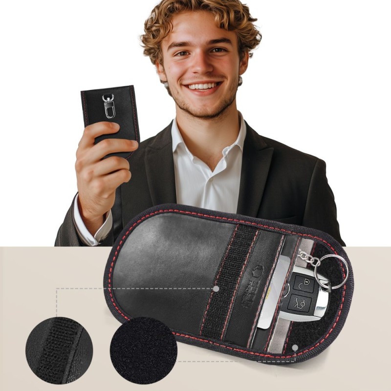 KLATKA FARADAYA Tech-Protect KLR100 POUCH за блокиране на RFID сигнали за ключове, BLACK/RED - KLATKA FARADAYA Tech-Protect KLR100 POUCH за блокиране на RFID сигнали за ключове, BLACK/RED - 5906302330959