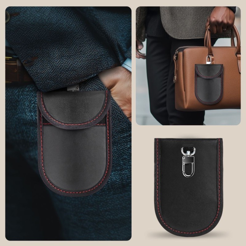 KLATKA FARADAYA Tech-Protect KLR100 POUCH за блокиране на RFID сигнали за ключове, BLACK/RED - KLATKA FARADAYA Tech-Protect KLR100 POUCH за блокиране на RFID сигнали за ключове, BLACK/RED - 5906302330959