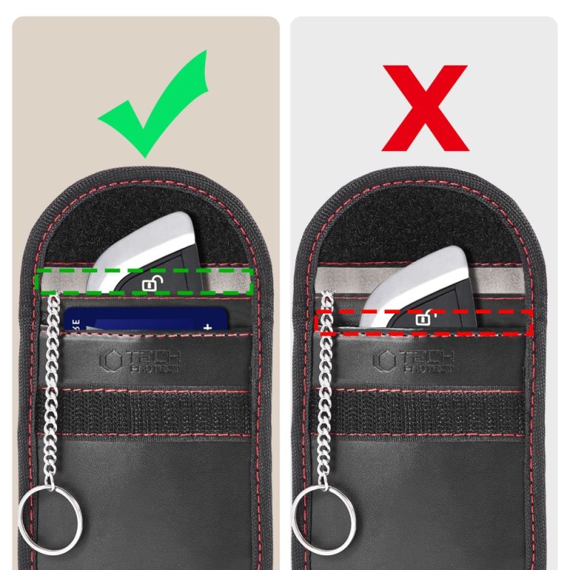 KLATKA FARADAYA Tech-Protect KLR100 POUCH за блокиране на RFID сигнали за ключове, BLACK/RED - KLATKA FARADAYA Tech-Protect KLR100 POUCH за блокиране на RFID сигнали за ключове, BLACK/RED - 5906302330959