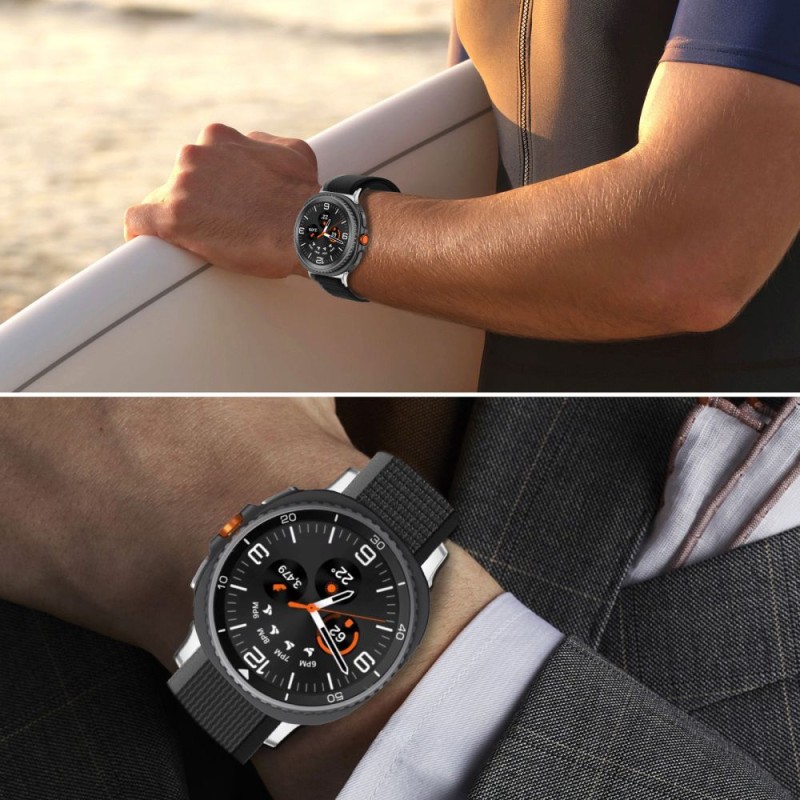 TECH-PROTECT NYLON STRIPE каишка за Samsung Galaxy Watch 8 / 9 / Classic (40 / 44 / 46 мм) черно/оранжево - TECH-PROTECT NYLON STRIPE каишка за Samsung Galaxy Watch 8 / 9 / Classic (40 / 44 / 46 мм) черно/оранжево - 5906302331239