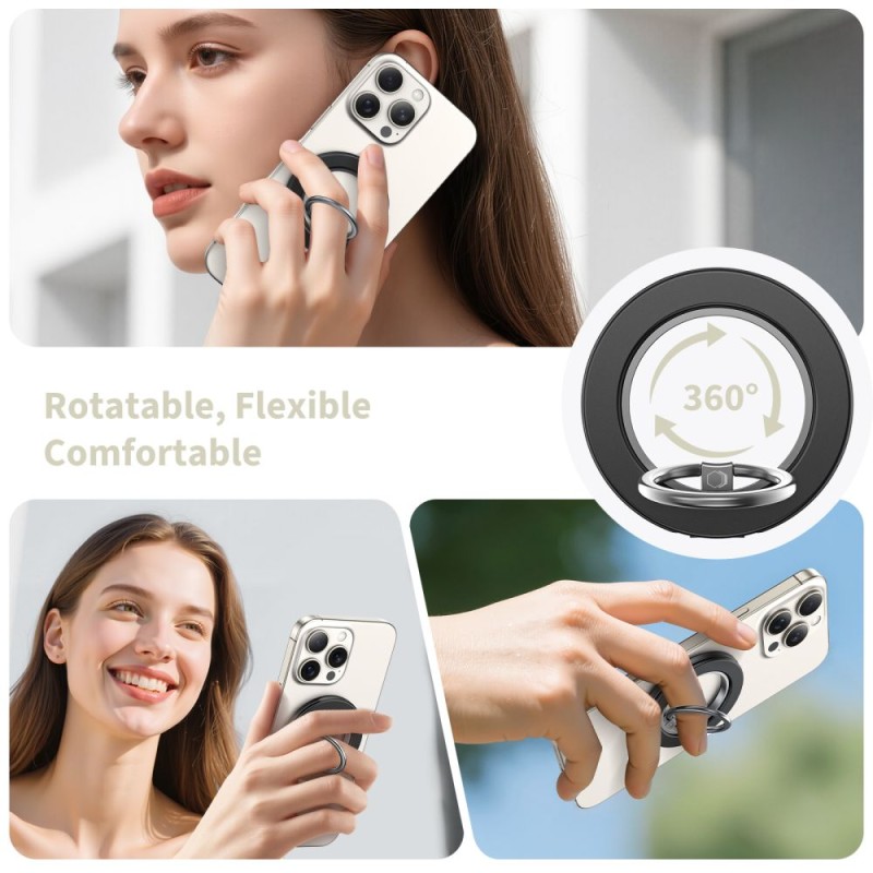 Tech-Protect MMR600 Magnetic MagSafe Phone Ring Satin Black - Tech-Protect MMR600 Magnetic MagSafe Phone Ring Satin Black - 5906302331789