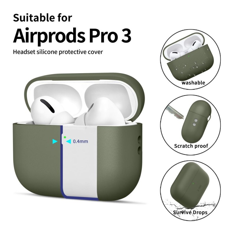 TECH-PROTECT Силиконов калъф за Apple AirPods Pro 3 (Olive Green) - TECH-PROTECT Силиконов калъф за Apple AirPods Pro 3 (Olive Green) - 5906302333073