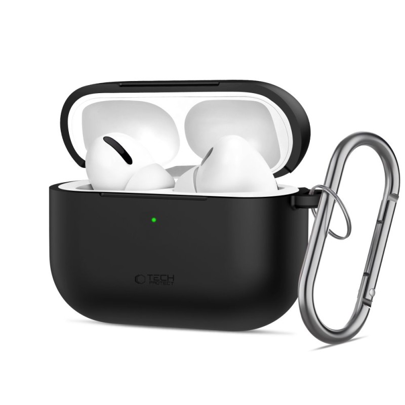 TECH-PROTECT Силиконов калъф с карабинер за Apple AirPods Pro 3 черен - 5906302333097