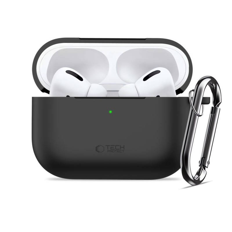 TECH-PROTECT Силиконов калъф с карабинер за Apple AirPods Pro 3 черен - 5906302333097
