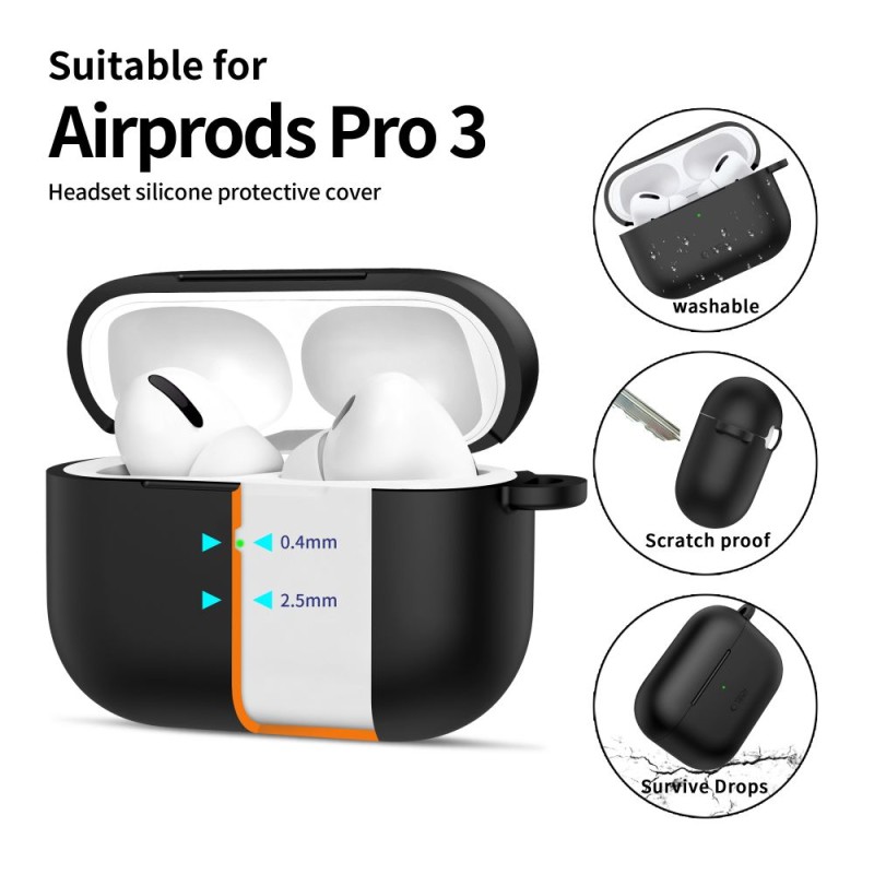 TECH-PROTECT Силиконов калъф с карабинер за Apple AirPods Pro 3 черен - 5906302333097