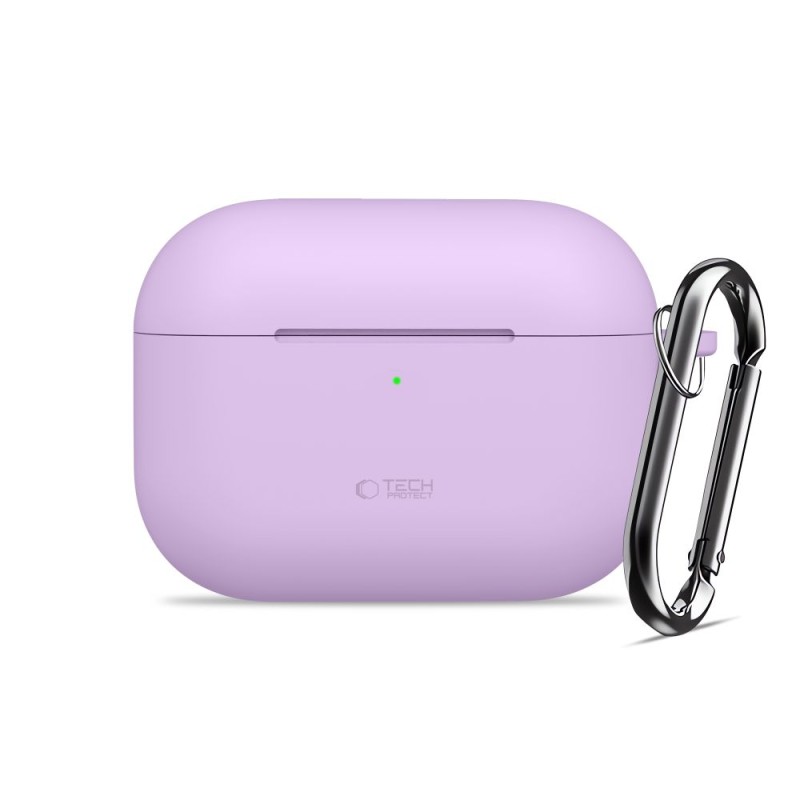 TECH-PROTECT Силиконов калъф с карабинер за Apple AirPods Pro 3, лавандула - 5906302333103