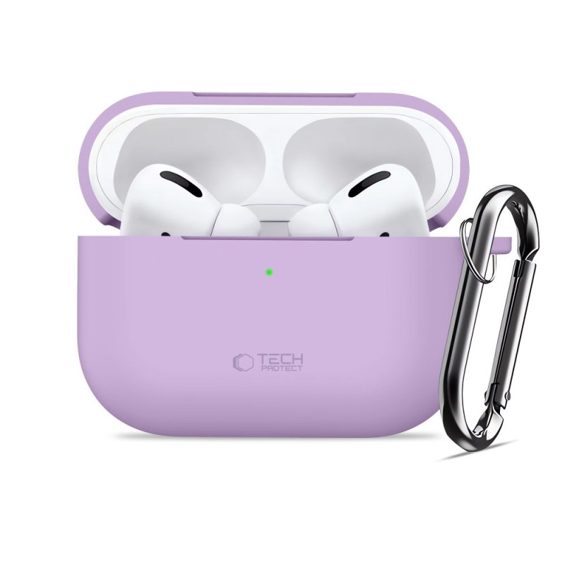 TECH-PROTECT Силиконов калъф с карабинер за Apple AirPods Pro 3, лавандула - 5906302333103