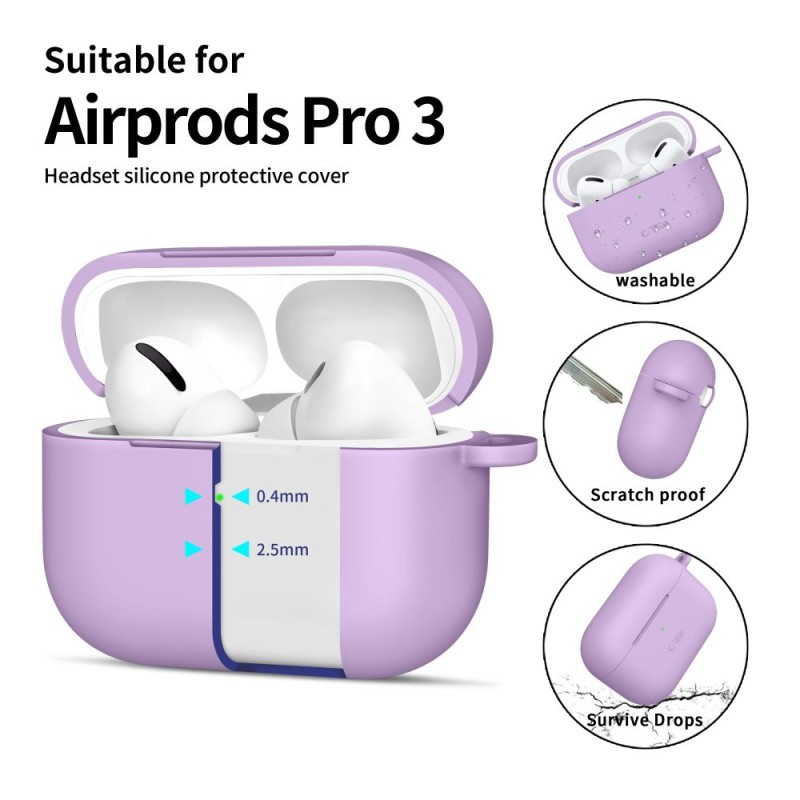 TECH-PROTECT Силиконов калъф с карабинер за Apple AirPods Pro 3, лавандула - 5906302333103