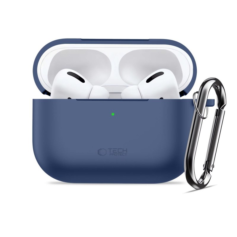 TECH-PROTECT Силиконов калъф с кука за Apple AirPods Pro 3 (тъмносин) - 5906302333110