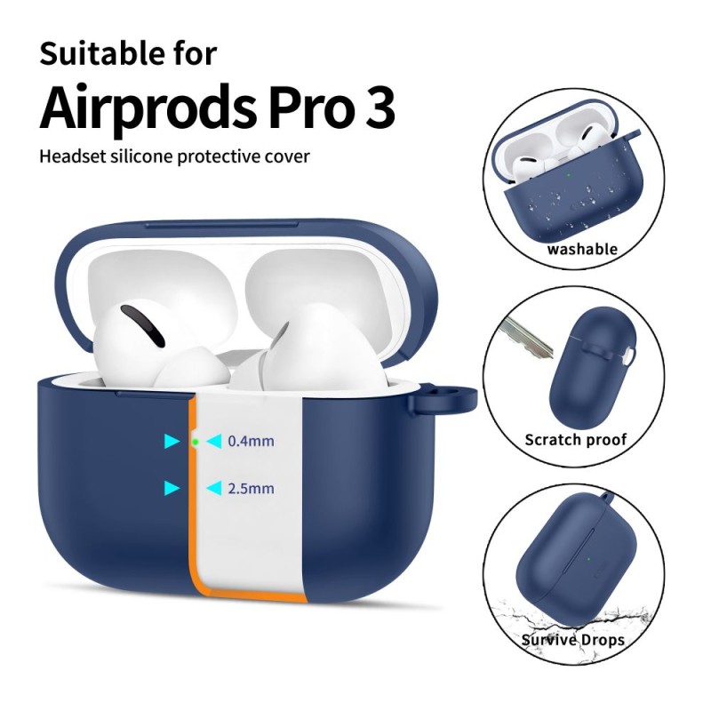 TECH-PROTECT Силиконов калъф с кука за Apple AirPods Pro 3 (тъмносин) - 5906302333110