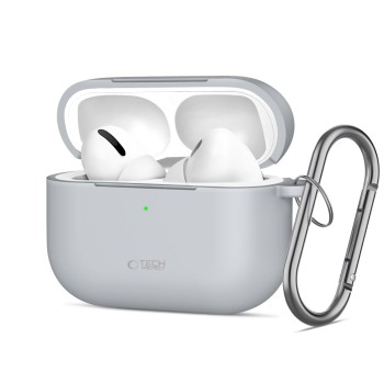 TECH-PROTECT силиконов калъф с кука за Apple AirPods Pro 3 Crayon Grey