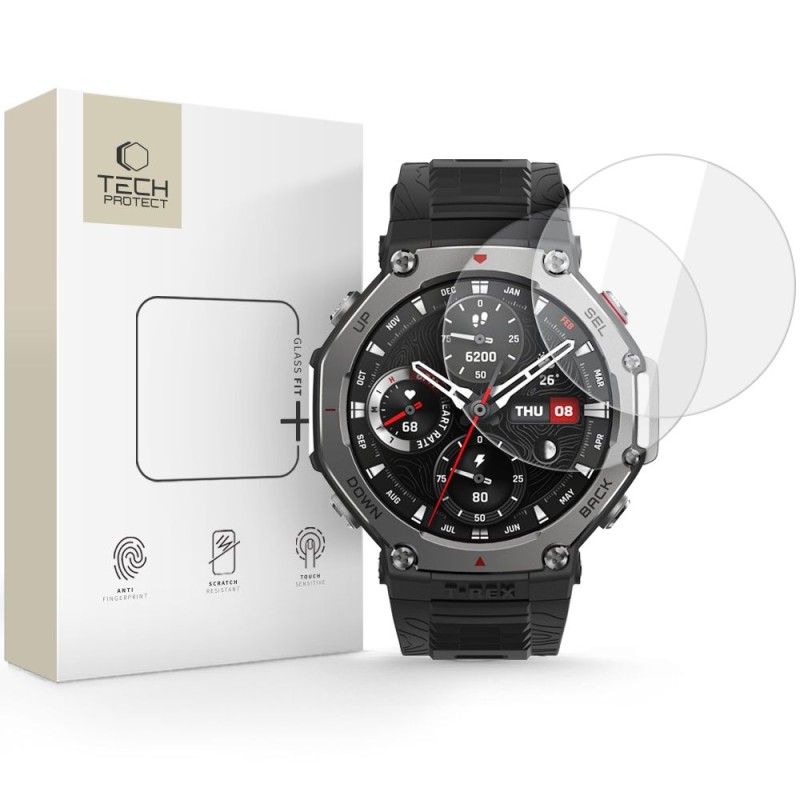 Tech-Protect Glass Fit+ 2 броя закалено стъкло за Amazfit T-Rex 3 Pro 48mm (CLEAR) - Tech-Protect Glass Fit+ 2 броя закалено стъкло за Amazfit T-Rex 3 Pro 48mm (CLEAR) - 5906302333202