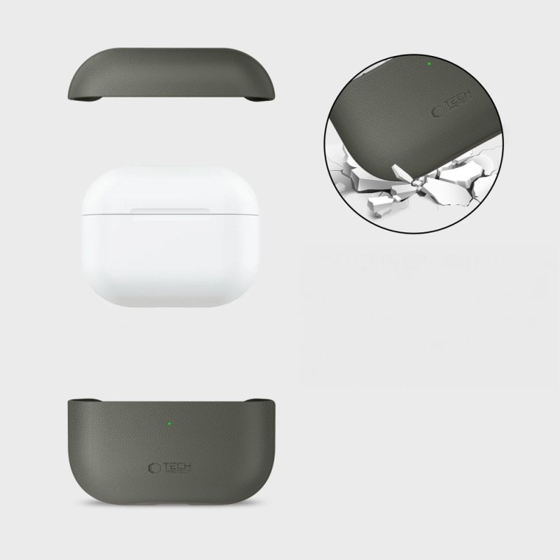 Tech-Protect NaturalFit за Apple AirPods Pro 3, маслинено зелено - Tech-Protect NaturalFit за Apple AirPods Pro 3, маслинено зелено - 5906302333233