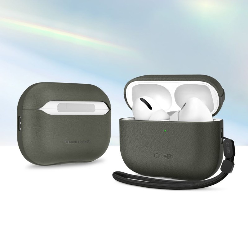 Tech-Protect NaturalFit за Apple AirPods Pro 3, маслинено зелено - Tech-Protect NaturalFit за Apple AirPods Pro 3, маслинено зелено - 5906302333233