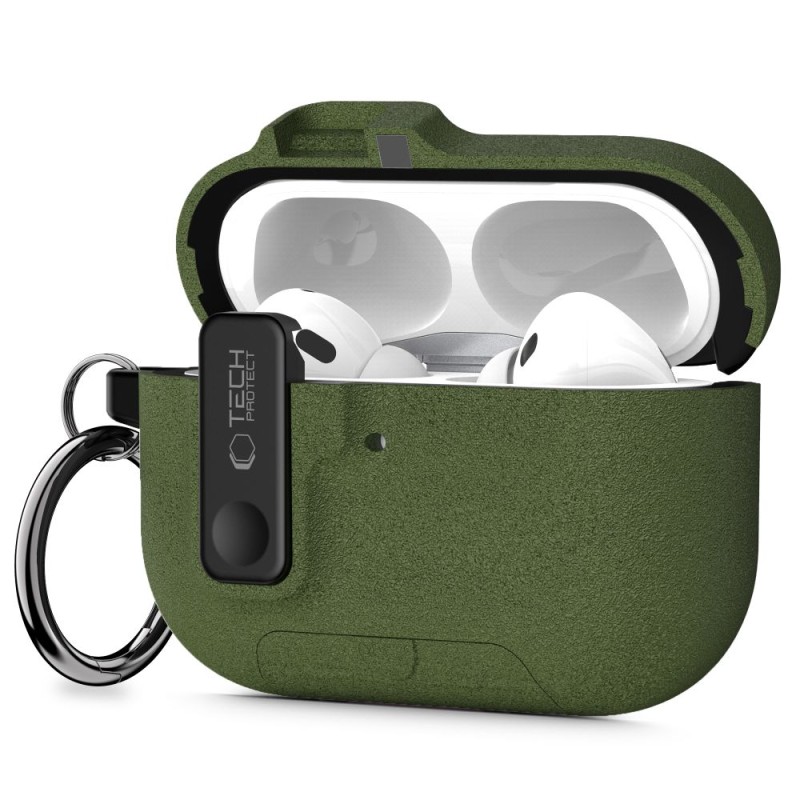 TECH-PROTECT Slim Hook калъф за Apple AirPods Pro 3, маслиненозелен - TECH-PROTECT Slim Hook калъф за Apple AirPods Pro 3, маслиненозелен - 5906302333271