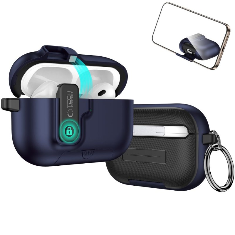 TECH-PROTECT SLIM HOOK калъф за APPLE AIRPODS PRO 3 тъмносин - TECH-PROTECT SLIM HOOK калъф за APPLE AIRPODS PRO 3 тъмносин - 5906302333295