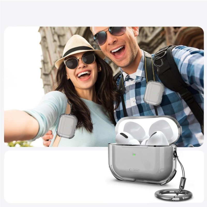 TECH-PROTECT BOUNCE за AirPods Pro 3 Ash (с карабинер/ключодържател) - TECH-PROTECT BOUNCE за AirPods Pro 3 Ash (с карабинер/ключодържател) - 5906302333318