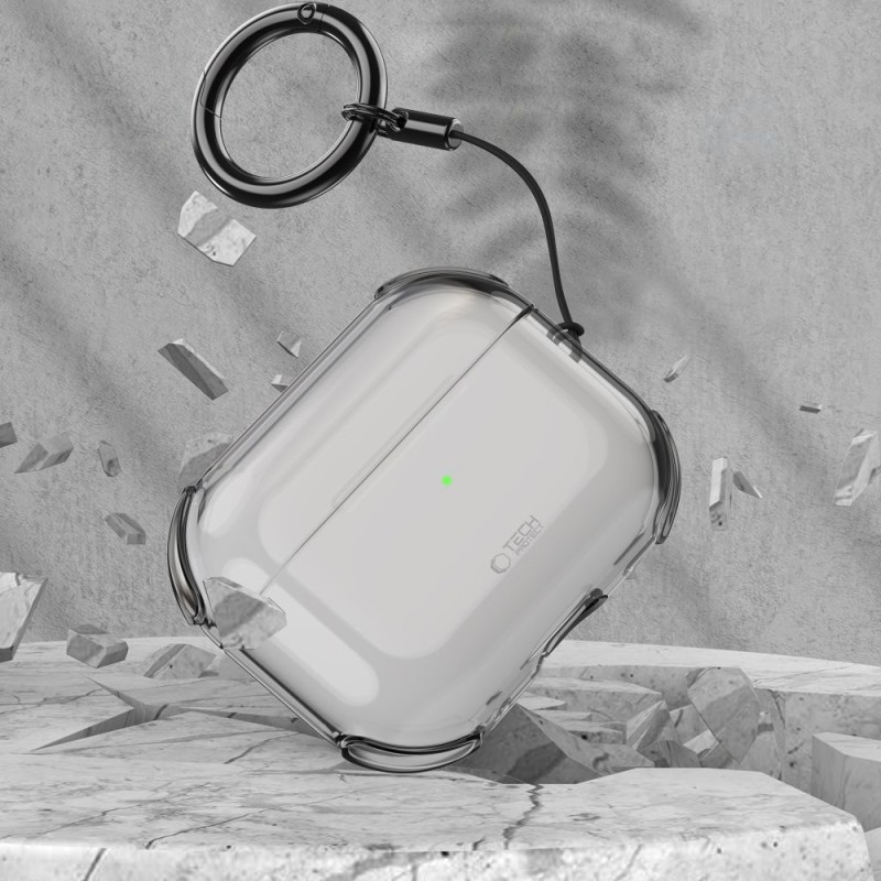 TECH-PROTECT BOUNCE за AirPods Pro 3 Ash (с карабинер/ключодържател) - TECH-PROTECT BOUNCE за AirPods Pro 3 Ash (с карабинер/ключодържател) - 5906302333318