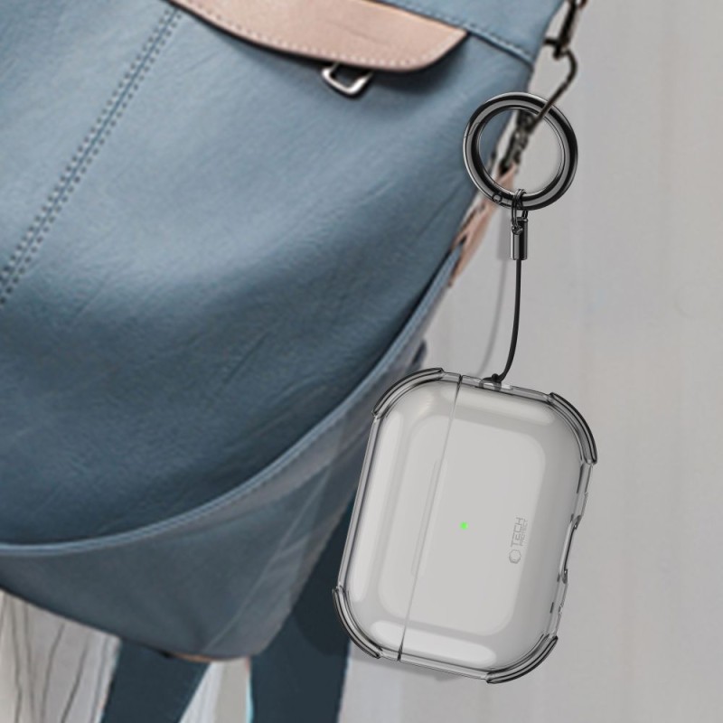 TECH-PROTECT BOUNCE за AirPods Pro 3 Ash (с карабинер/ключодържател) - TECH-PROTECT BOUNCE за AirPods Pro 3 Ash (с карабинер/ключодържател) - 5906302333318