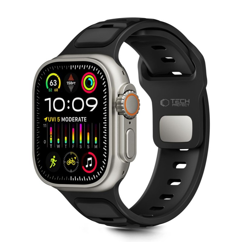 TECH-PROTECT ICONBAND LINE Каишка за Apple Watch 8/9/10/11/SE/ULTRA (44/45/46/49 мм) Черно/Черно - 5906302333455