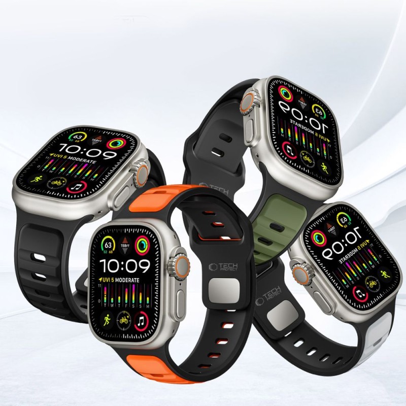 TECH-PROTECT ICONBAND LINE Каишка за Apple Watch 8/9/10/11/SE/ULTRA (44/45/46/49 мм) Черно/Черно - 5906302333455