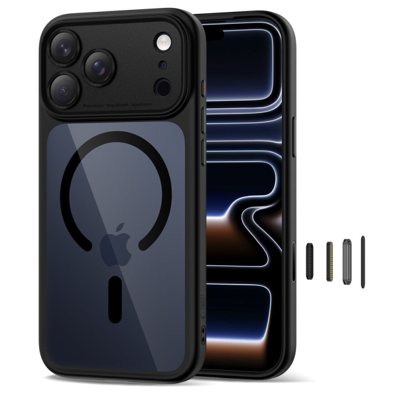 TECH-PROTECT MAGPEAK Magsafe CC калъф за iPhone 17 Pro Max черен/прозрачен - TECH-PROTECT MAGPEAK Magsafe CC калъф за iPhone 17 Pro Max черен/прозрачен - 5906302333622