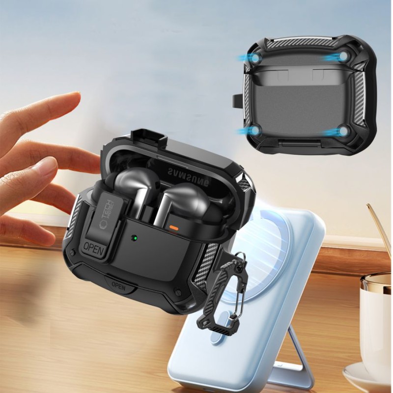 Tech-Protect Carbonox с MagSafe кейс за Samsung Galaxy Buds 3 / 3 FE / 3 Pro (черен) - 5906302333752