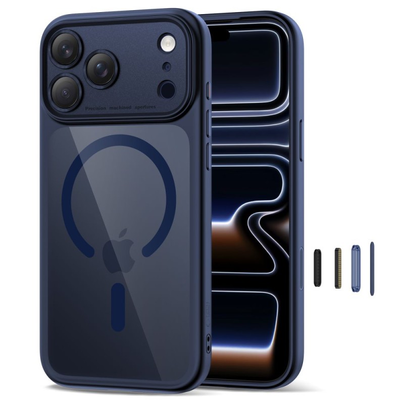TECH-PROTECT Magpeak Magsafe CC за iPhone 17 Pro Max, Deep Blue/Clear - TECH-PROTECT Magpeak Magsafe CC за iPhone 17 Pro Max, Deep Blue/Clear - 5906302333844