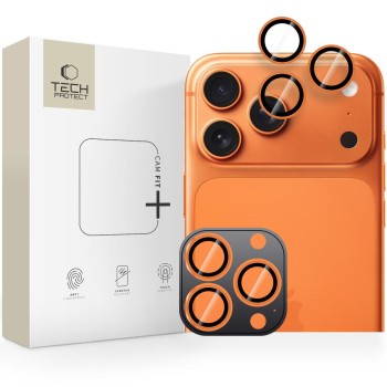 Tech-Protect Camring Fit+ защита за камера за iPhone 14 Pro/Max, iPhone 15 Pro/Max, iPhone 16 Pro/Max, iPhone 17 Pro/Max – Cosmic Orange