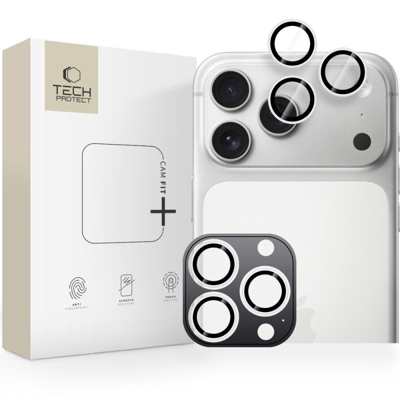 Tech-Protect Camring Fit+ защита за камера за iPhone 14 Pro / Max, 15 Pro / Max, 16 Pro / Max, 17 Pro / Max (сребърна) - 5906302334070