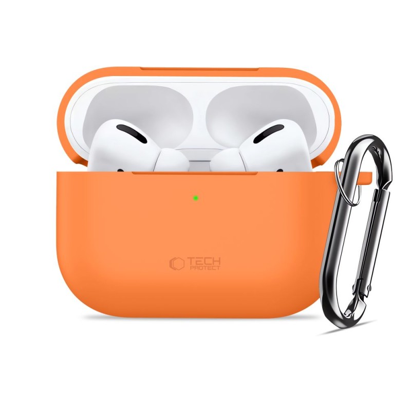 TECH-PROTECT силиконов калъф с карабинер (кука) за Apple AirPods Pro 3 Cosmic Orange - TECH-PROTECT силиконов калъф с карабинер (кука) за Apple AirPods Pro 3 Cosmic Orange - 5906302334391