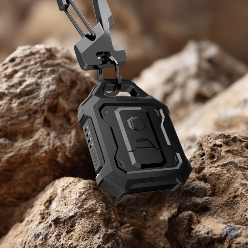 Tech-Protect Kevlar Pro защитен калъф с карабинер за Apple AirTag 1/2 черен - 5906302334780