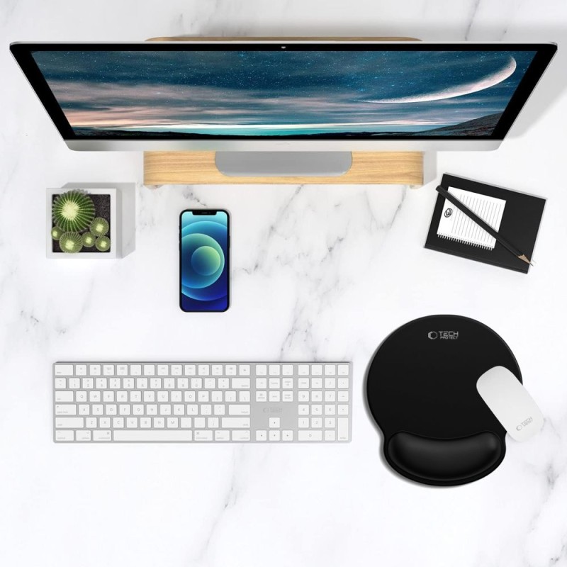 Tech-Protect A200 подложка за мишка с гел поставка за китката 25 x 22.5 см, черна - Tech-Protect A200 подложка за мишка с гел поставка за китката 25 x 22.5 см, черна - 5906302334872