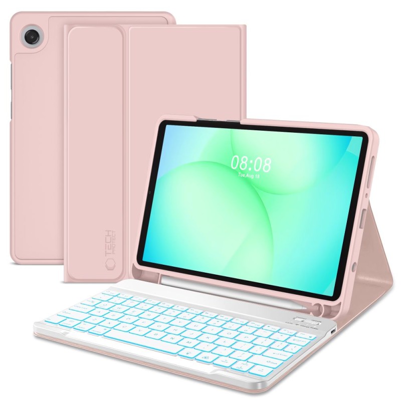 Tech-Protect SC Pen + клавиатура за Galaxy Tab A9/A11 8.7 (X110/X115/X133/X135) розова - 5906302335015