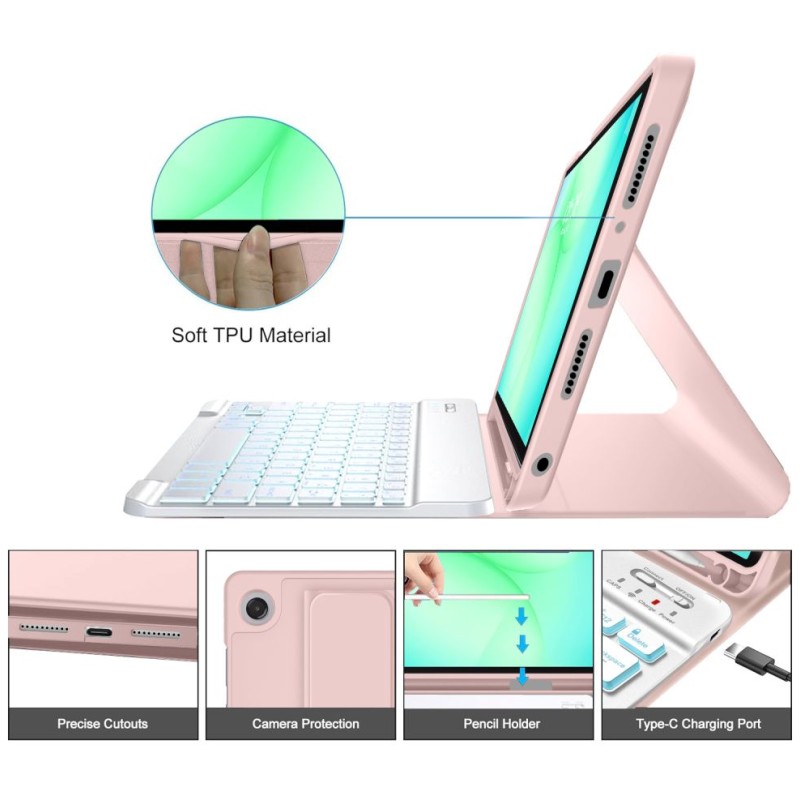 TECH-PROTECT SC Pen + клавиатура за GALAXY TAB A9+ / A11+ PLUS 11.0 (X210/X215/X216/X230/X235/X236) Pink - TECH-PROTECT SC Pen + клавиатура за GALAXY TAB A9+ / A11+ PLUS 11.0 (X210/X215/X216/X230/X235/X236) Pink - 5906302335183