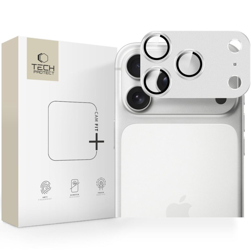 Тънка защита за камера Tech-Protect Camfull Fit+ за iPhone 17 Pro Max, сребриста - Тънка защита за камера Tech-Protect Camfull Fit+ за iPhone 17 Pro Max, сребриста - 5906302335558