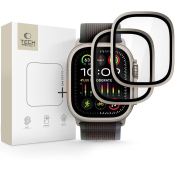 Tech-Protect Glass Ring (2 бр.) закалено стъкло за Apple Watch Ultra 1/2/3 (49 мм) Titanium