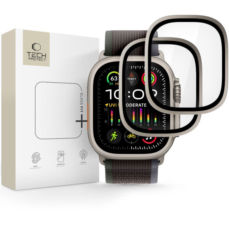 Tech-Protect Glass Ring (2 бр.) закалено стъкло за Apple Watch Ultra 1/2/3 (49 мм) Titanium - 5906302335633