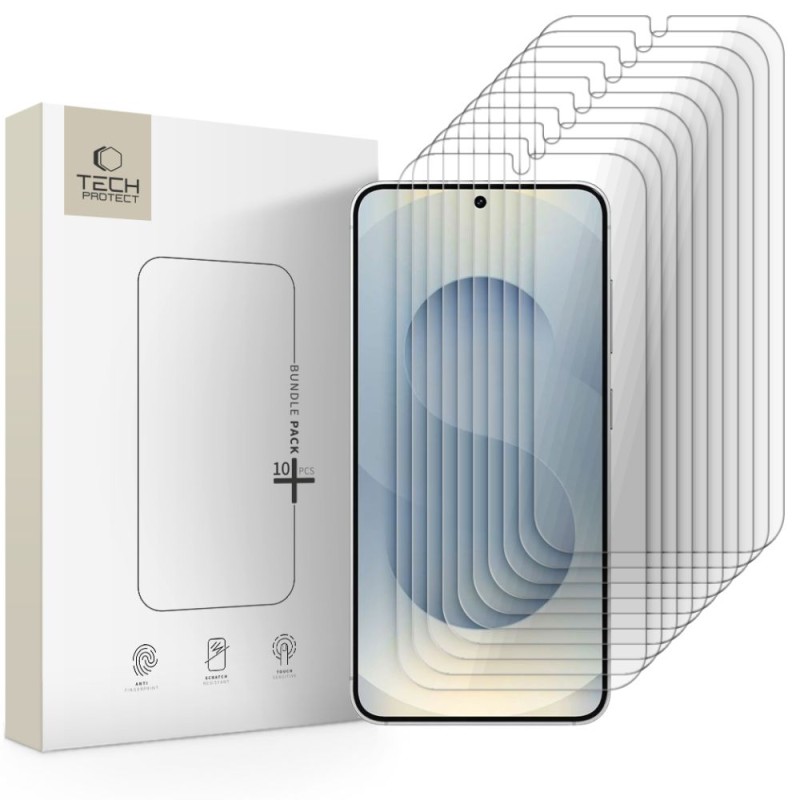 Tech-Protect ГАЛАКСИ S24 / S25, закалено стъкло BUNDLE 10 броя, прозрачно (SKU: 5906302335763) - Tech-Protect ГАЛАКСИ S24 / S25, закалено стъкло BUNDLE 10 броя, прозрачно (SKU: 5906302335763) - 5906302335763