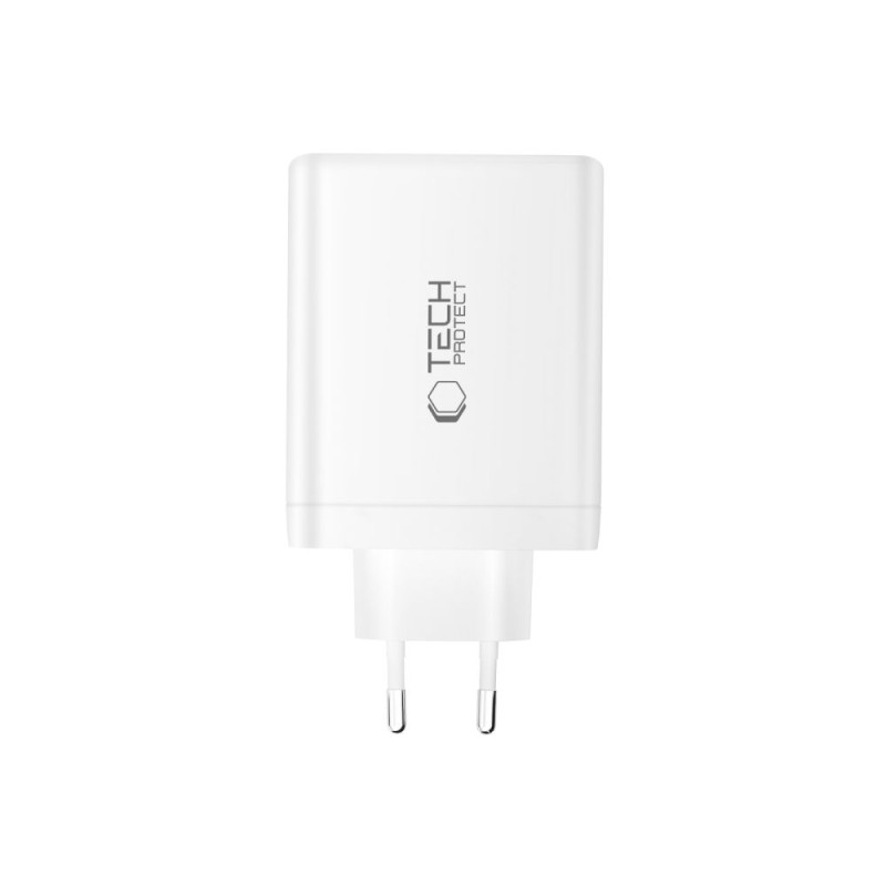 TECH-PROTECT NC120W-GAN мрежово зарядно 4-порт 120W PD / QC3.0 (GaN) – бяло - TECH-PROTECT NC120W-GAN мрежово зарядно 4-порт 120W PD / QC3.0 (GaN) – бяло - 5906302335923