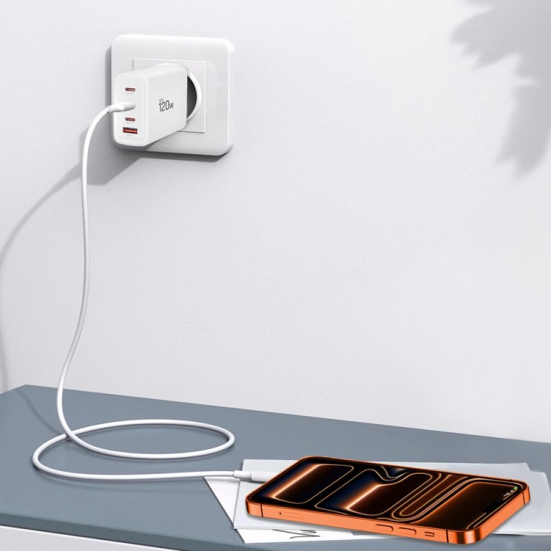 TECH-PROTECT NC120W-GAN мрежово зарядно 4-порт 120W PD / QC3.0 (GaN) – бяло - TECH-PROTECT NC120W-GAN мрежово зарядно 4-порт 120W PD / QC3.0 (GaN) – бяло - 5906302335923