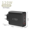 TECH-PROTECT NC120W-GAN мрежово зарядно 4-портa PD 120W / QC3.0 (черно) - TECH-PROTECT NC120W-GAN мрежово зарядно 4-портa PD 120W / QC3.0 (черно) - 5906302335930