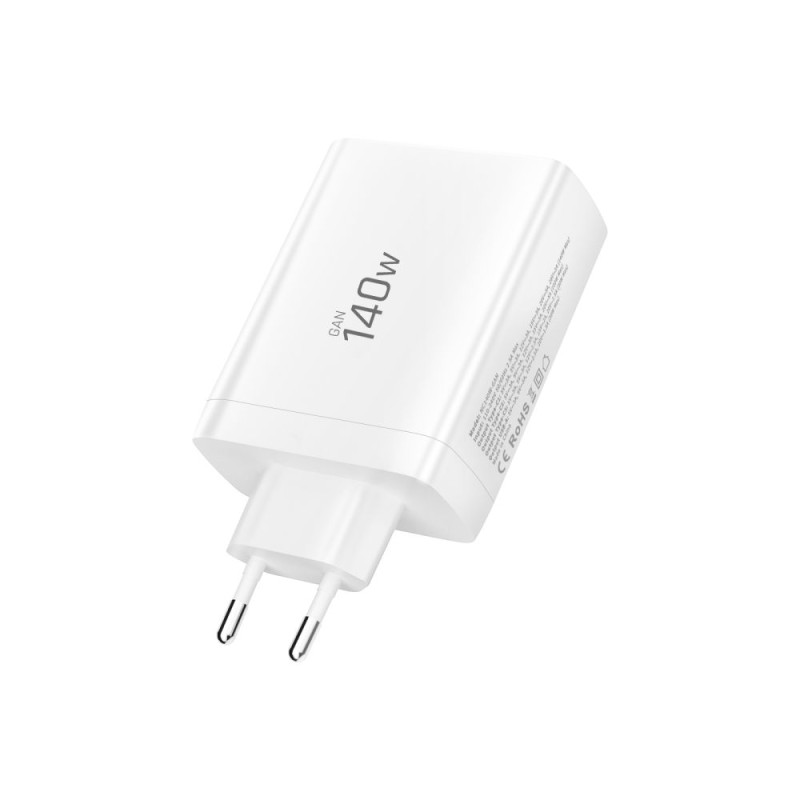 Tech-Protect NC140W-GAN GaN мрежово зарядно 140W, 4 порта (3×USB-C + 1×USB-A) PD & QC3.0, бяло - Tech-Protect NC140W-GAN GaN мрежово зарядно 140W, 4 порта (3×USB-C + 1×USB-A) PD & QC3.0, бяло - 5906302335947