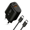 Tech-Protect NCA45W-GAN 2-портов мрежов зарядно устройство PD 45W / QC3.0 + Type-C кабел (черен) - Tech-Protect NCA45W-GAN 2-портов мрежов зарядно устройство PD 45W / QC3.0 + Type-C кабел (черен) - 5906302336005