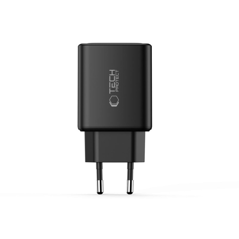 TECH-PROTECT NCA65W-GAN 3-портово мрежово зарядно PD 65W / QC3.0, черно - TECH-PROTECT NCA65W-GAN 3-портово мрежово зарядно PD 65W / QC3.0, черно - 5906302336081