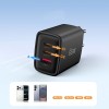TECH-PROTECT NCA65W-GAN 3-портово мрежово зарядно PD 65W / QC3.0, черно - TECH-PROTECT NCA65W-GAN 3-портово мрежово зарядно PD 65W / QC3.0, черно - 5906302336081